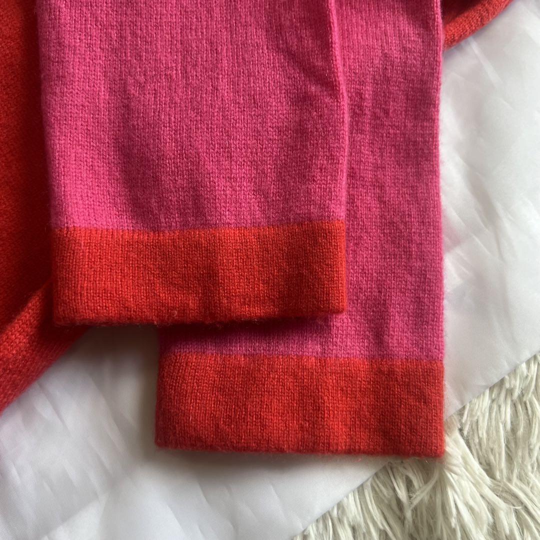 美品】kate spade バイカラーニットワンピース レッド ピンク S 美品】kate spade バイカラーニットワンピース レッド ピンク S