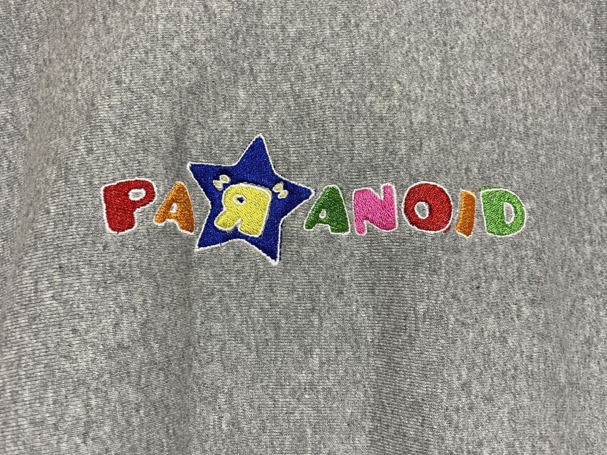 PARANOID XL スウェットパーカー パラノイド　フーディー グレー 灰色　プルオーバー　刺繍_画像3