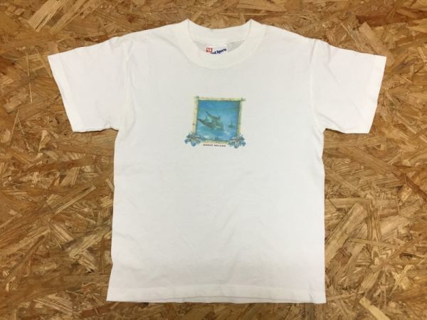 United Sports USA made American Casual Surf BONIN ISLAND small .. various island dolphin picture short sleeves T-shirt Kids cotton 100% M(6-8) white 