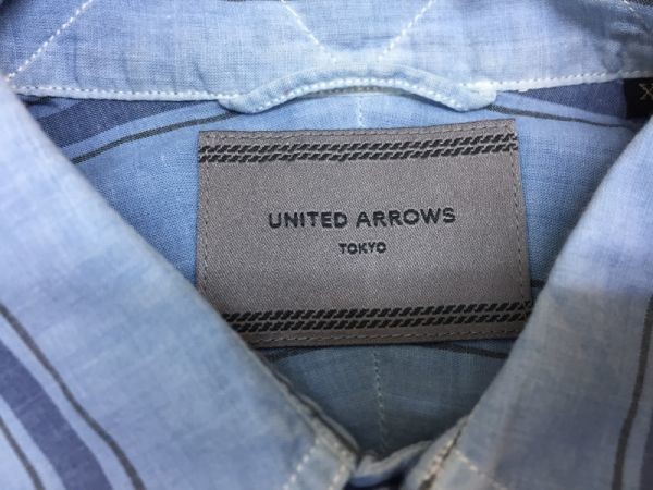  United Arrows UNITED ARROWS select shop indigo stripe long sleeve dress shirt men's made in Japan XS navy blue 
