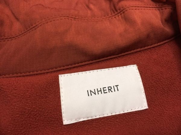 インヘリット INHERIT アウトドア 止水ジップ 裏地フリース 無地 ジップアップパーカー フーディージャケット メンズ S オレンジ_画像2