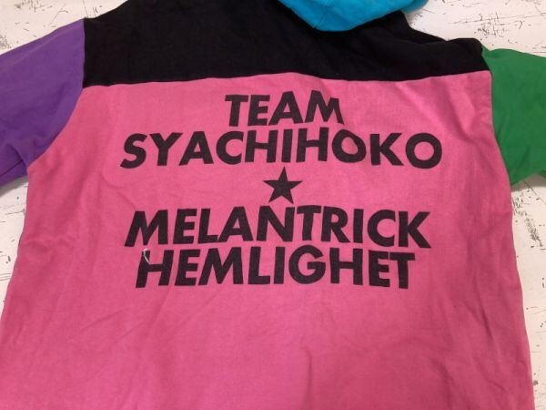 TEAM SHACHI チームしゃちほこ MELANTRICK HEMLIGHT アイドル ライブグッズ 配色切替 ジップアップ スウェットパーカー メンズ XL_画像2