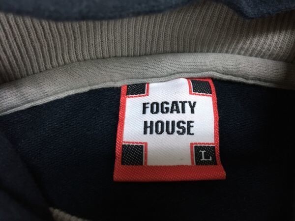 FOGATY HOUSE ストリート レイヤード風 長袖スウェットシャツ パーカー カットソー メンズ 綿100% L 黒グレー_画像2