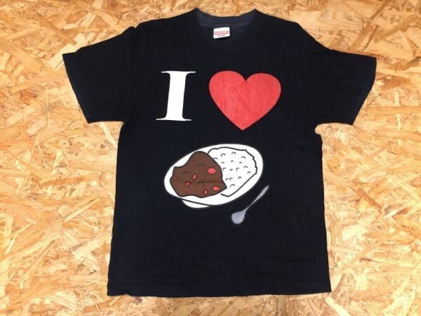 I LOVE カレーライス 自己PR #カレー好きな人と繋がりたい ユーモア おもしろ系 半袖Tシャツ メンズ コットン100% S 黒_画像1