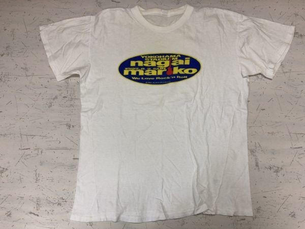 レア 永井真理子 We Love Rock'n Roll 1992 横浜スタジアム 90s 邦楽 ライブ グッズ 半袖Tシャツ カットソー メンズ L 白_画像1