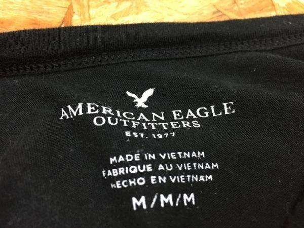 AMERICAN EAGLE OUTFITTERS アメカジ トラ 虎 wild thing ショート丈 半袖Tシャツ レディース コットン混合 M 黒_画像2