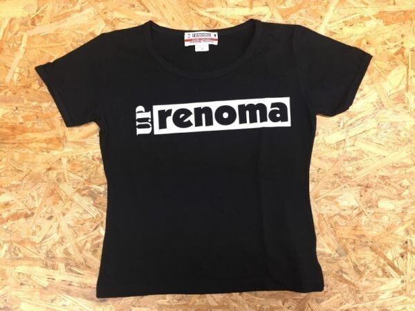 U.P renoma レノマ レトロ古着 ボックスロゴ ストリート 半袖Tシャツ レディース ITALY製 ロゴプリント M 黒_画像1