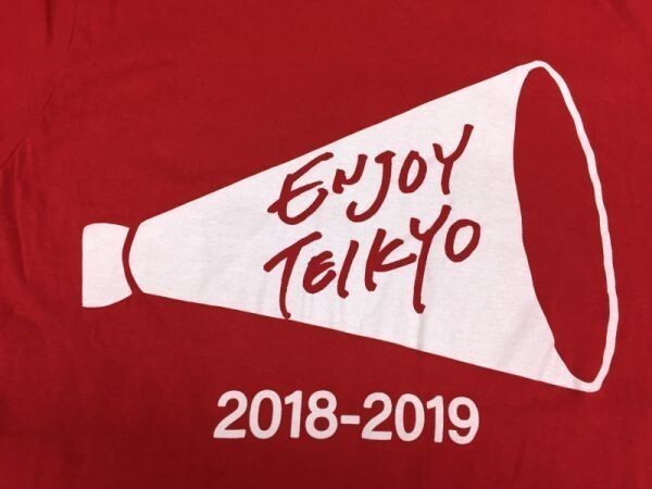 デラウェア Delawear ENJOY TEIKYO 帝京大学ラグビー部 応援 2018-2019 カレッジ 半袖Tシャツ レディース コットン100% S 赤_画像2