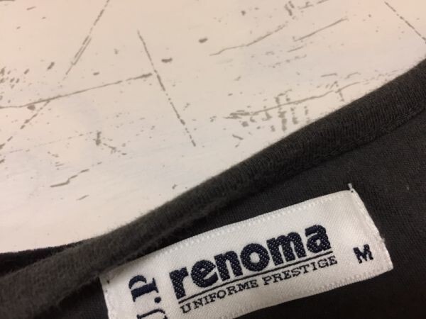 ユーピーレノマ U.P. renoma パイル ベロア ストライプ レイヤード風 長袖Tシャツ ロンT カットソー メンズ コットン混合 M 黒_画像2