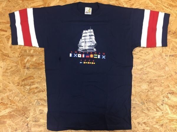 Kemme EDAM HOLLAND AMSTERDAM 2000 アムステルダムオランド スーベニア 旅行 お土産 半袖Tシャツ メンズ M 紺_画像1