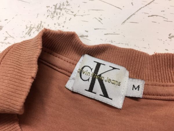 カルバンクライン Calvin Klein JEANS ミニマル ビッグロゴ 半袖Tシャツ メンズ コットン100% M エンジ_画像2