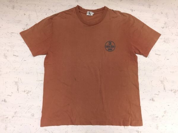 カルバンクライン Calvin Klein JEANS ミニマル ビッグロゴ 半袖Tシャツ メンズ コットン100% M エンジ_画像1