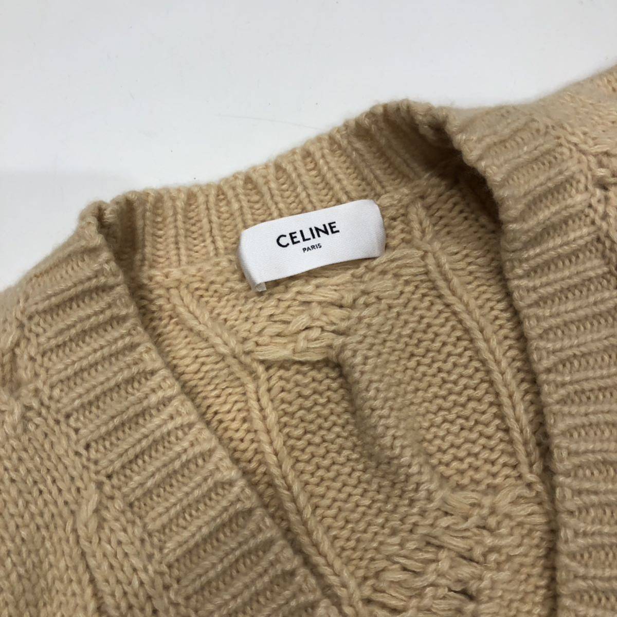 【CELINE】セリーヌ ロングカーディガン 2AJ36086U.03PA 23-24AW カシミア 厚手ニット レディース XS クリーム色 ts202402_画像3