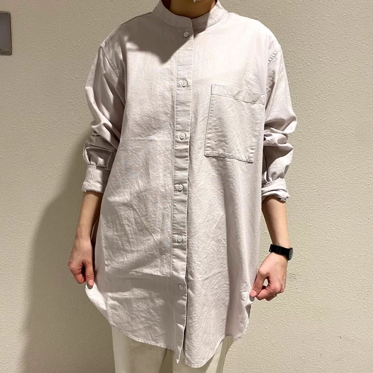3/3まで 無印良品 洗いざらしオックスフォードスタンドカラー 3/3まで 無印良品 洗いざらしオックスフォードスタンドカラー