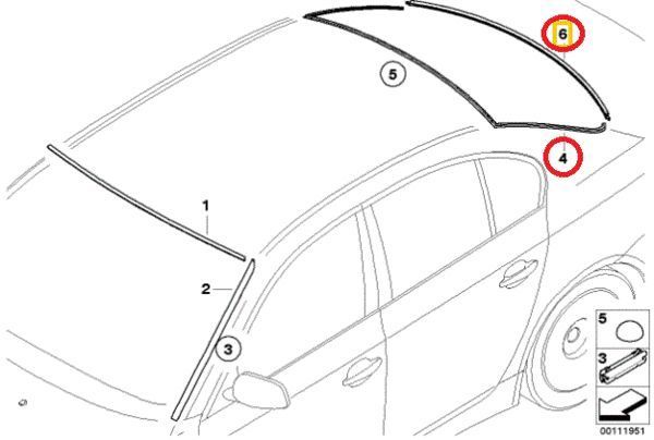 純正BMW新品E60セダンLCIリアガラス上下M5アッパーモール525iロアモール530i530xi540i545i550iウインドシール51317027916ロワー51317115412_画像4