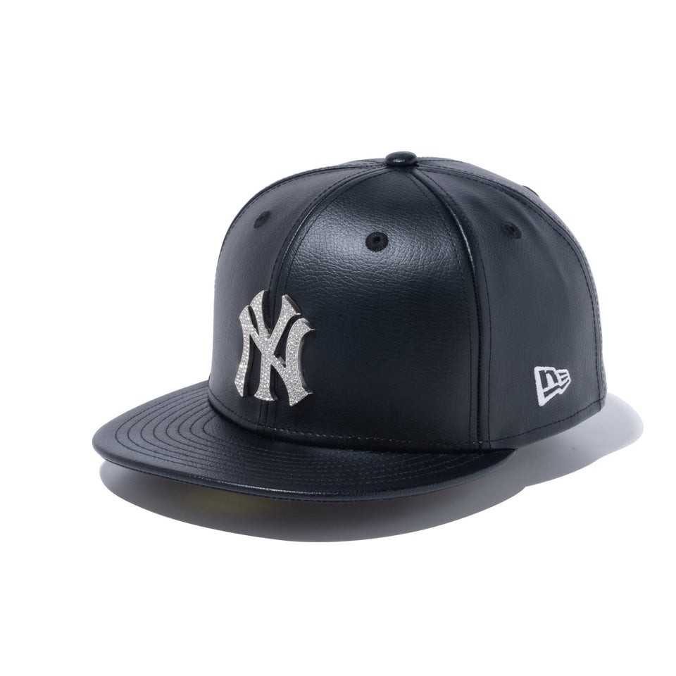 【送料込・新品】 ニュー エラ NEWERA ニューヨーク ヤンキース ラインストーンバッジ シンセティックレザー ブラック 59FIFTY Rhinestone_画像2