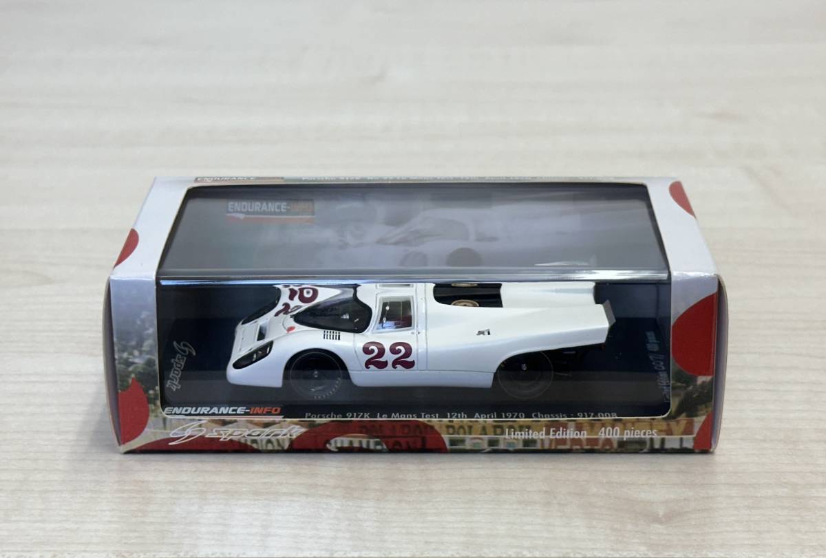 新品未展示品 1/43 Spark スパーク ENDURANCE-INFO エンデュランス インフォ特注 Porsche ポルシェ 917K 1970年 ルマン テスト走行車 #22