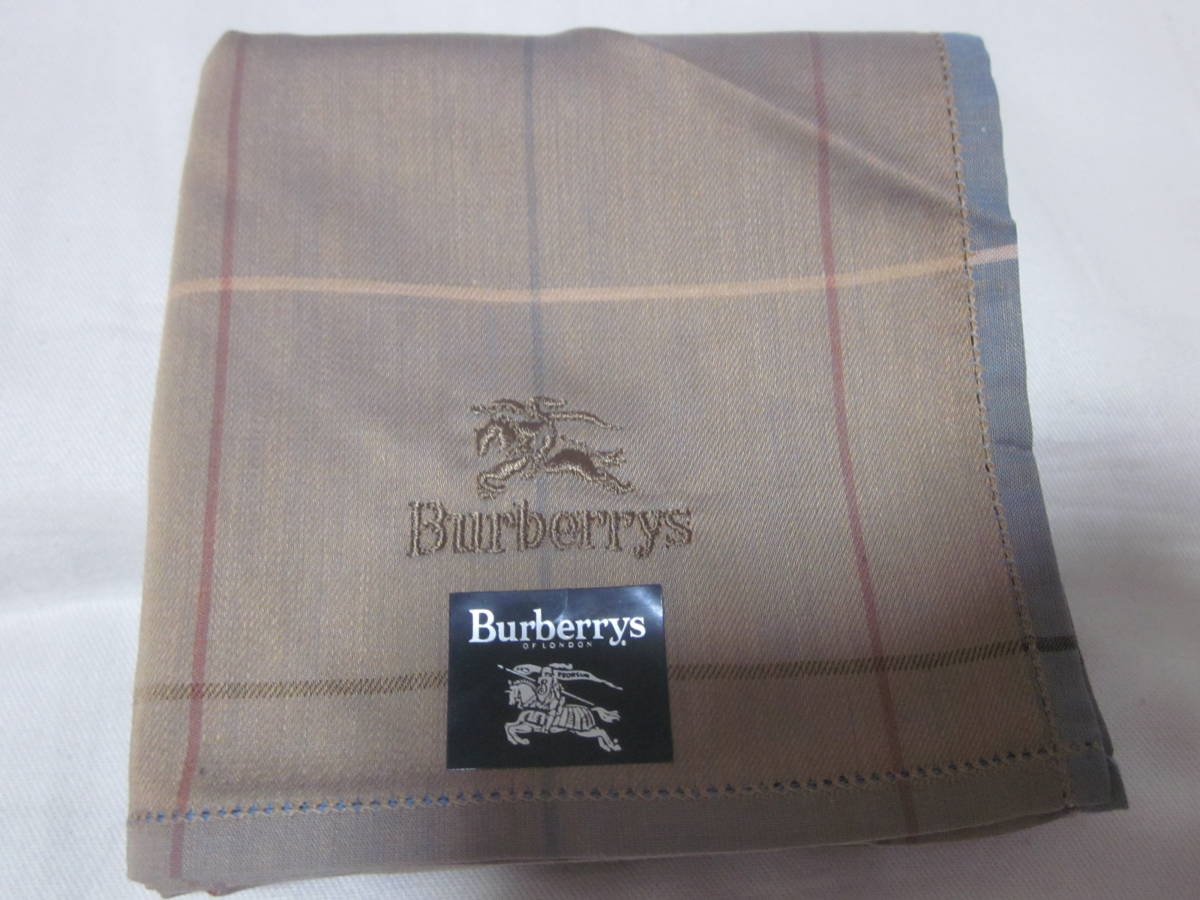 #[ Burberry ]#[ men's handkerchie ]#[ unused ]#[ Logo & Mark embroidery entering ]#[ blue ming middle west ]#[ postage 120 jpy ]#