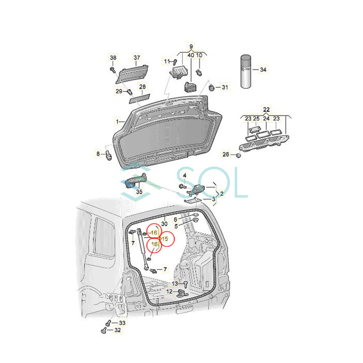 VW トゥーラン(1T1 1T2 1T3) トランクダンパー リアゲートダンパー 左右セット 1T0827550E 1T0827550D 1T0827550C 出荷締切18時_画像2