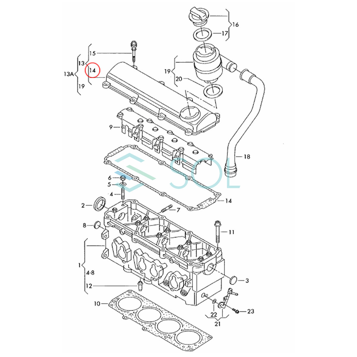 シリンダーヘッドカバーガスケット ワーゲン ニュービートル パサート トゥーラン VW 9C 3B 3C 1T タペットカバーパッキン 06B103483L_画像3