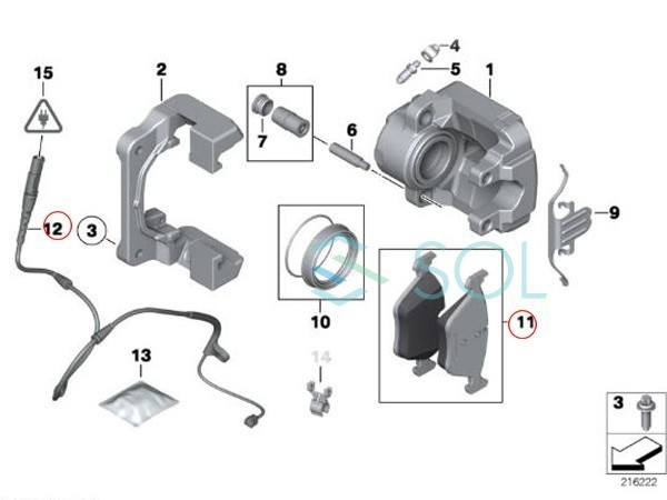 BMW E70 X5 E71 X6 フロント ブレーキパッド + ブレーキパッドセンサー 3.0si 4.8i 30i 48i 34116852253 34356789501 出荷締切18時_画像2