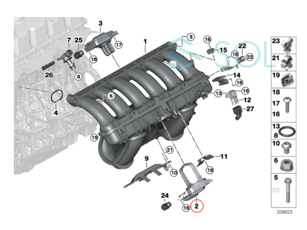 BMW E87 E90 E91 E92 E60 E61 F10 F11 エアインテーク 調整ユニット 130i 323i 325i 325xi 330i 330xi 523i 525i 528i 530i 11617579114_画像5