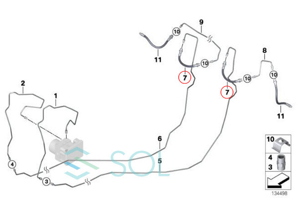 BMW E90 E91 E92 E93 リア ブレーキホース 左右共通 320i 323i 325i 325xi 330i 330xi 335i M3 34306798523 34306789433 34306762838_画像5