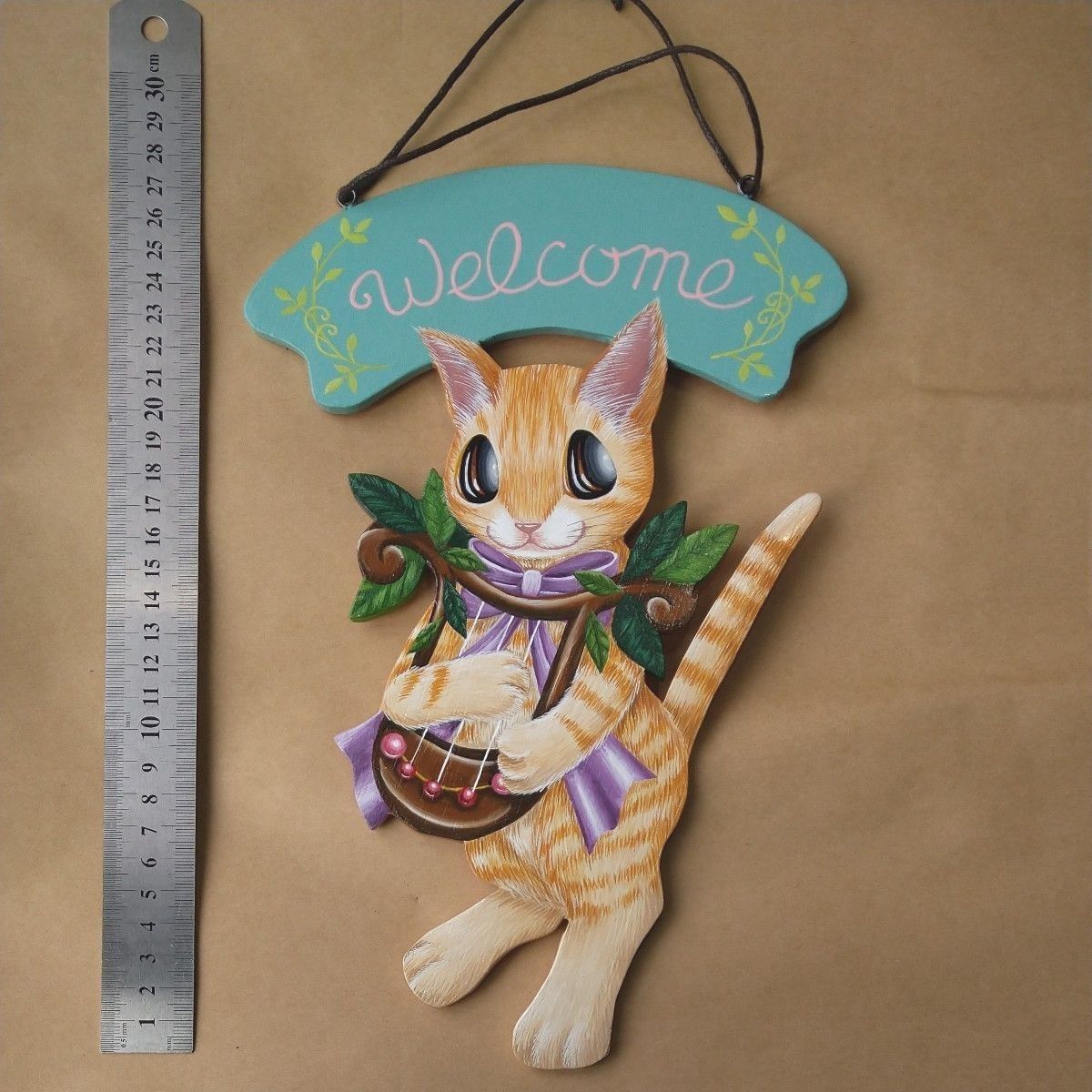猫の絵の壁掛け飾り大・猫楽隊９（縦約28cm）ウェルカムボード　ハンドメイド　インテリア雑貨　猫雑貨