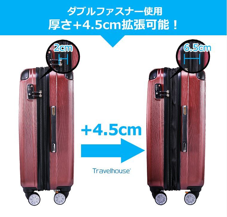 ■新品展示処分品■限定特価 ■軽量小型スーツケース ■容量拡張可能 ■ストッパー付き【ブラック】_画像2
