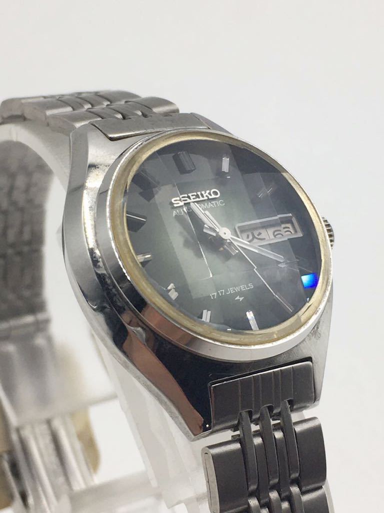 SEIKO automatic 17j デイデイト 自動巻き アナログ3針レディース腕時計 セイコー17石 カットガラス デッドストック品_画像2