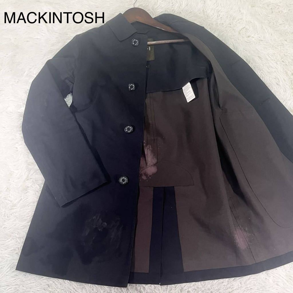 M位 マッキントッシュ MACKINTOSH ダークネイビー ダンケルド ステンカラーコート アウター 英国製 ダークネイビー ブラウン サイズ38