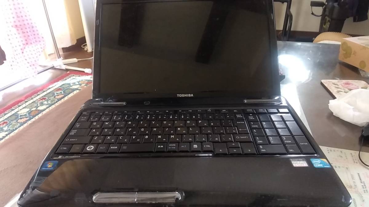  Junk TOSHIBA Dynabook 16 wide black laptop coa memory 4gx1 i3 hdd less start-up OK repair for part removing 