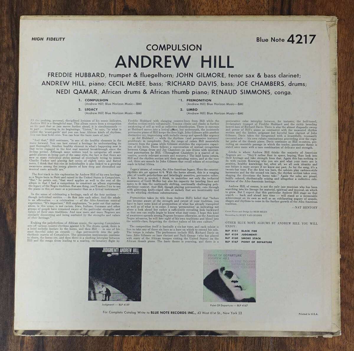 極美! US BLUE NOTE BLP 4217 オリジナル Compulsion / Andrew Hill NYC/Van Gelder_画像2