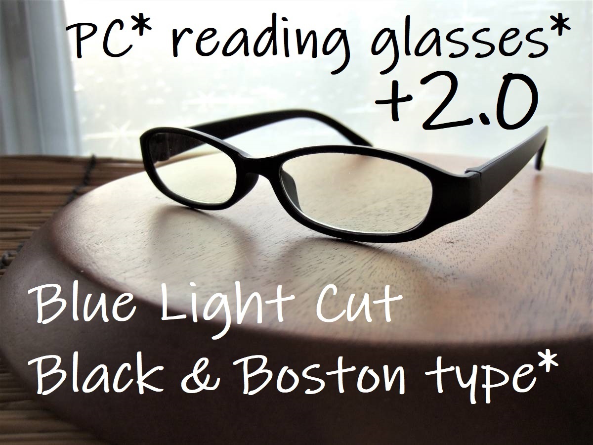【新品　送料無料】PC老眼鏡　+2.0　ブルーライトカット　黒　マットブラック　リーディンググラス　オーバル　目に優しい スマホ ゲーム_画像1