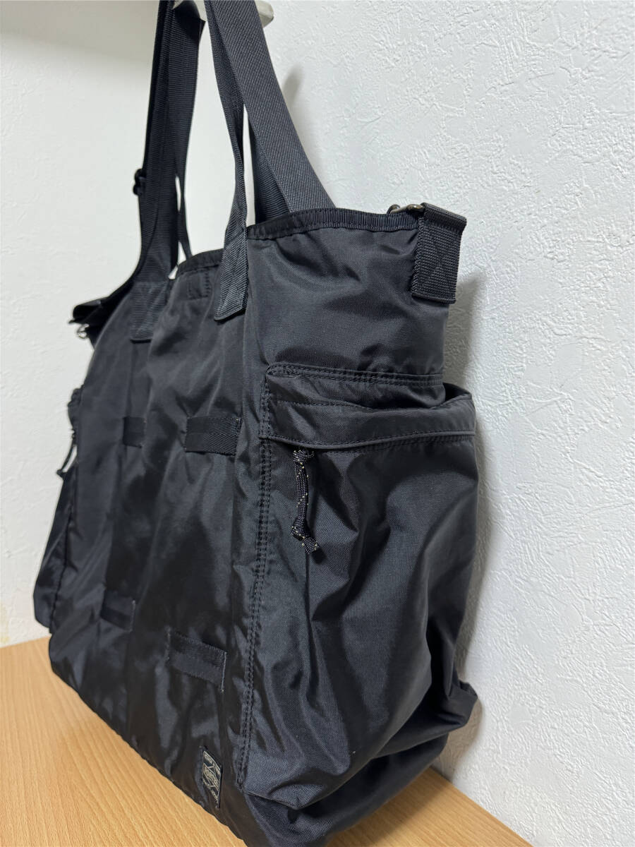 定価39,600円●極美品●吉田カバン ポーター PORTER FORCE 2WAY TOTE BAG トートバッグ ポーチ取り外し可能 黒_画像3