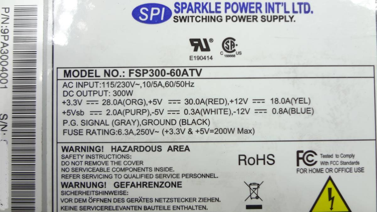  power supply unit SPI FSP300-60ATV 300W used operation goods (D85)