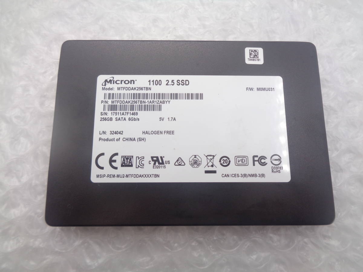 複数入荷 MICRON 1100 MTFDDAK256TBN 2.5インチ 256GB SSD SATA 中古動作品(S158)_画像1