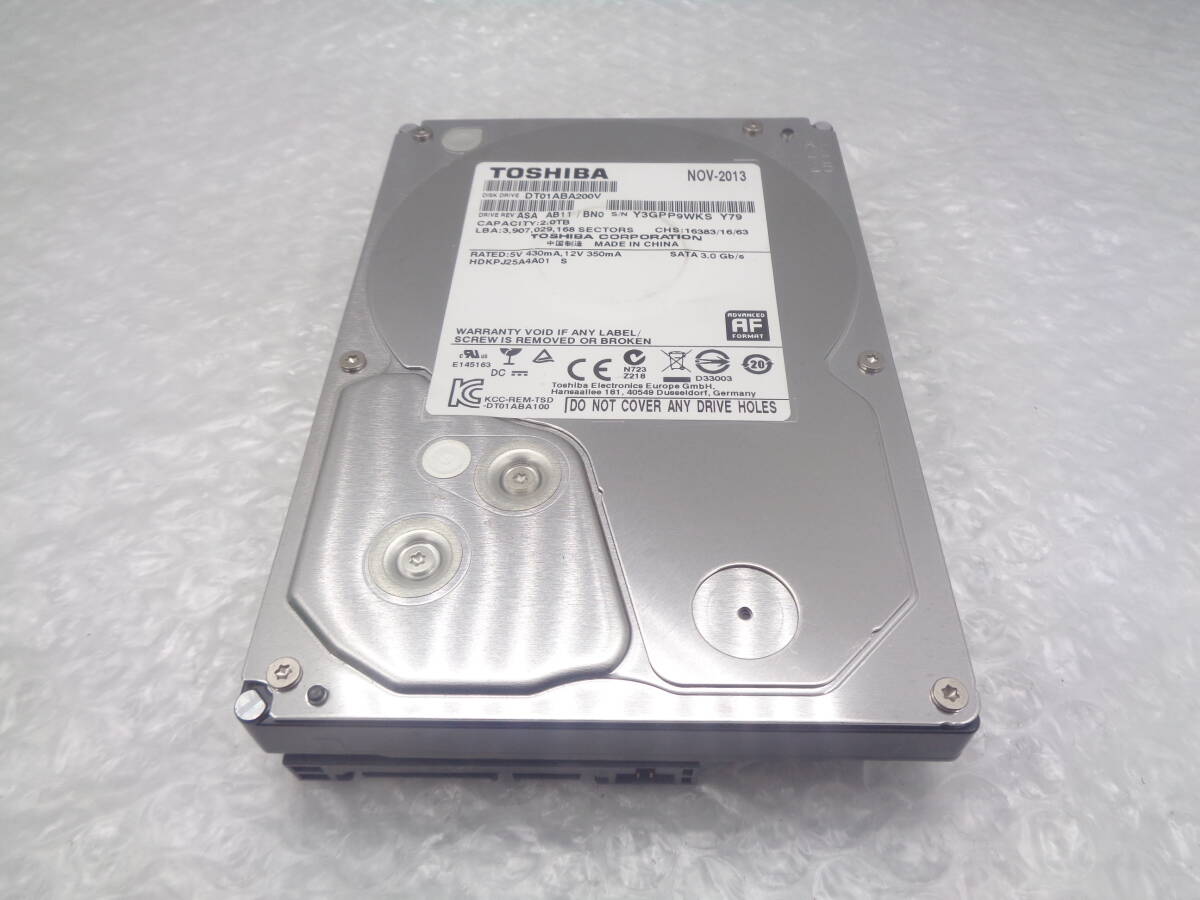 1円～ TOSHIBA DT01ABA200V 3.5型HDD 2TB SATA 中古動作品(H523)_画像1