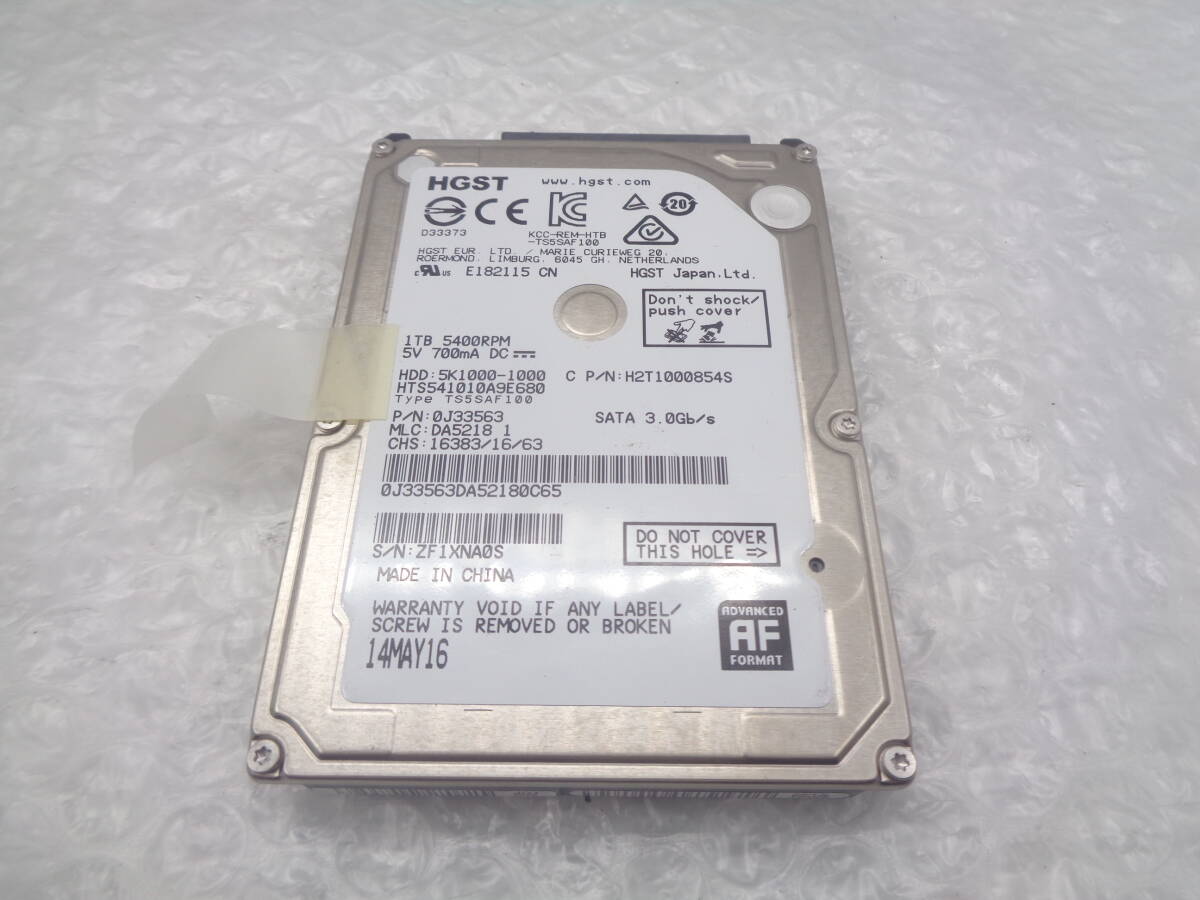 HGST HTS541010A9E680 2.5型HDD 5400RPM 9.5mm 1TB SATA 中古動作品 (H531)_画像1