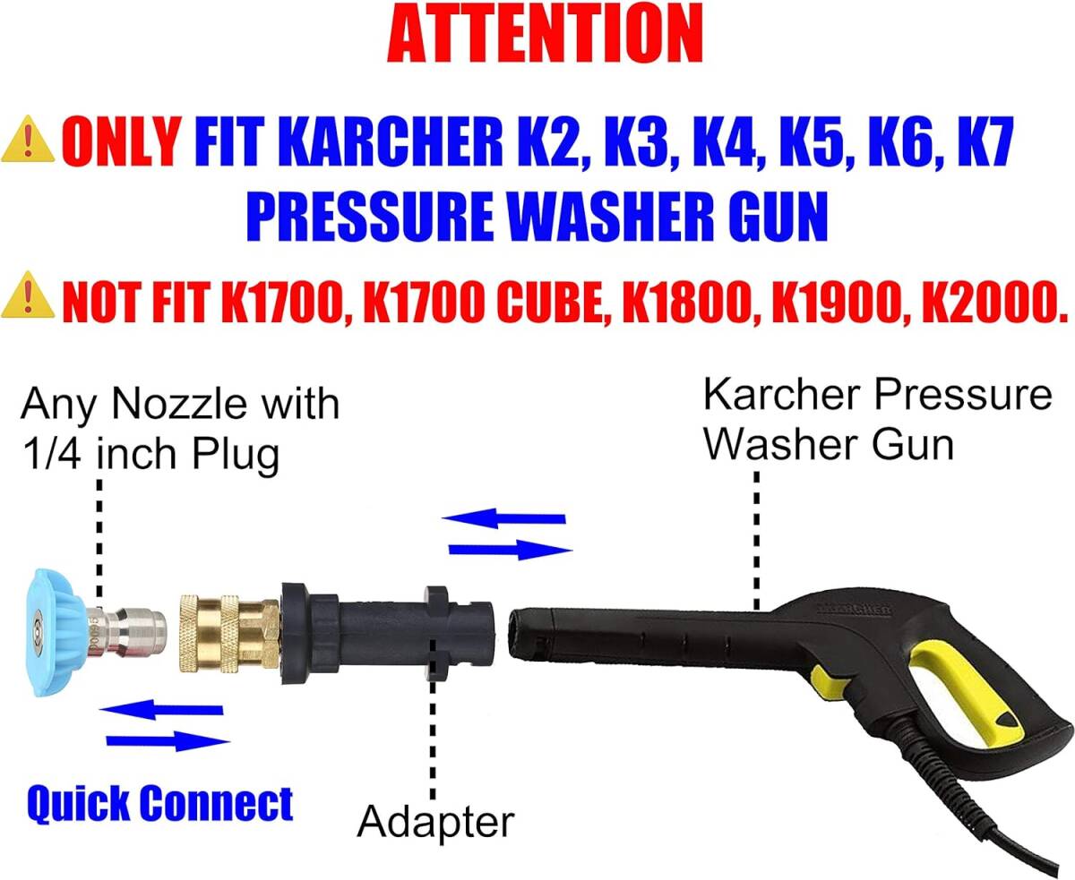 M MINGLE 高圧洗浄 ガン アダプター 1/4インチ クイック コネクト フィッティング ケルヒャー KシリーズK2、K3、_画像2