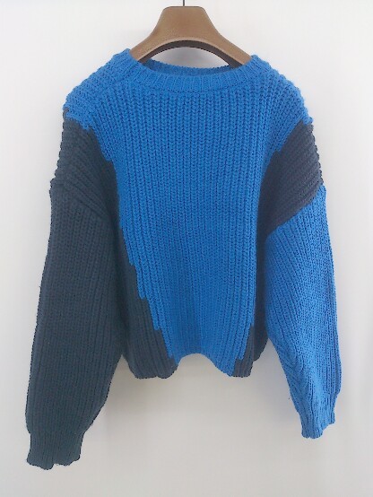 * ZARA Zara длинный рукав укороченные брюки вязаный свитер размер EUR S USA S MEX 26 голубой темно-синий женский P
