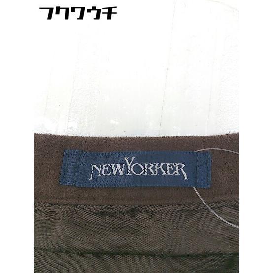 ◇ NEWYORKER ニューヨーカー スエード調 膝下丈 プリーツ スカート サイズ64-91 ブラウン レディース_画像4