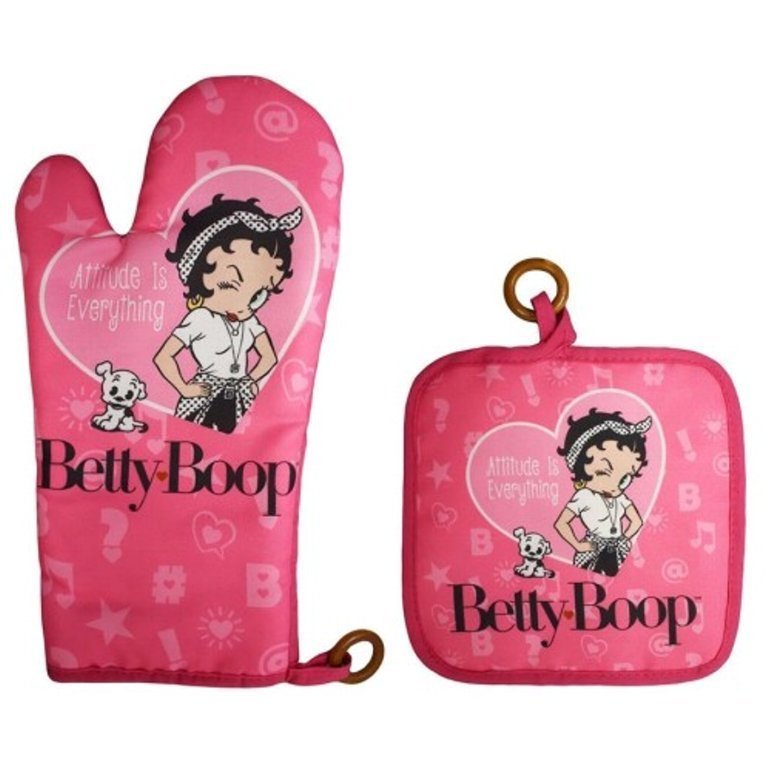 ベティーちゃん　ベティブープBetty Boop ベティ キッチン2点セット ピンク ミット&ホルダー_画像1