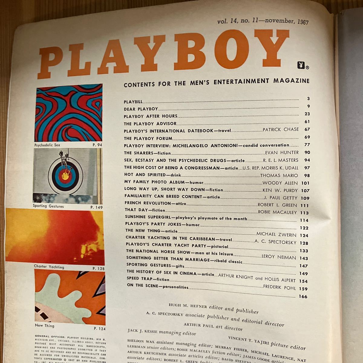 PLAYBOY 1967年11月 vol.14 no.11 洋雑誌 プレイボーイ Woody Allen ビンテージ 洋書 古本 海外版 エロティック 古雑誌 ウディアレンの画像2