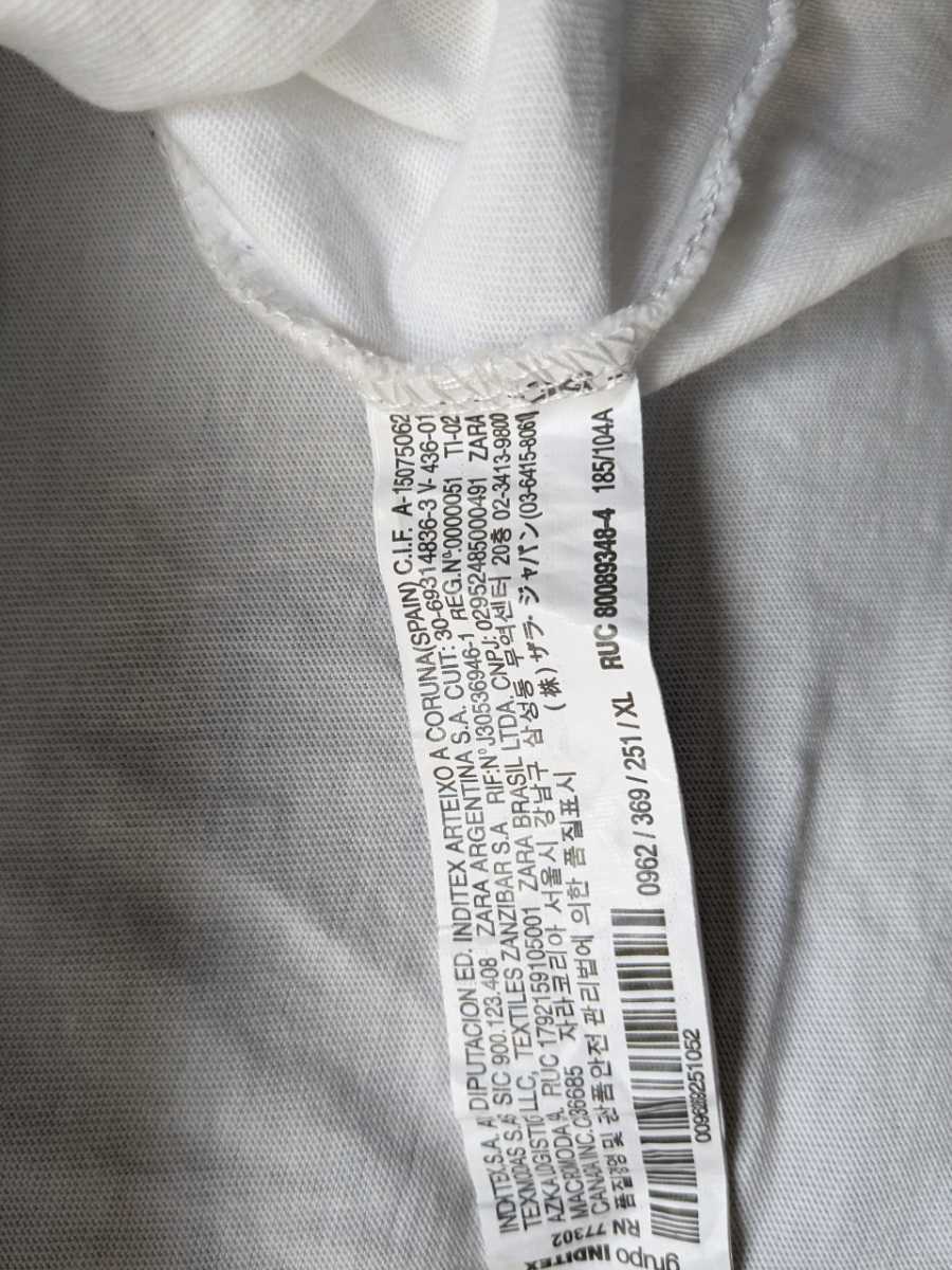 ZARA　グラフィック　半袖Tシャツ　XLサイズ 白色　ホワイト　トルコ製　即決_画像6