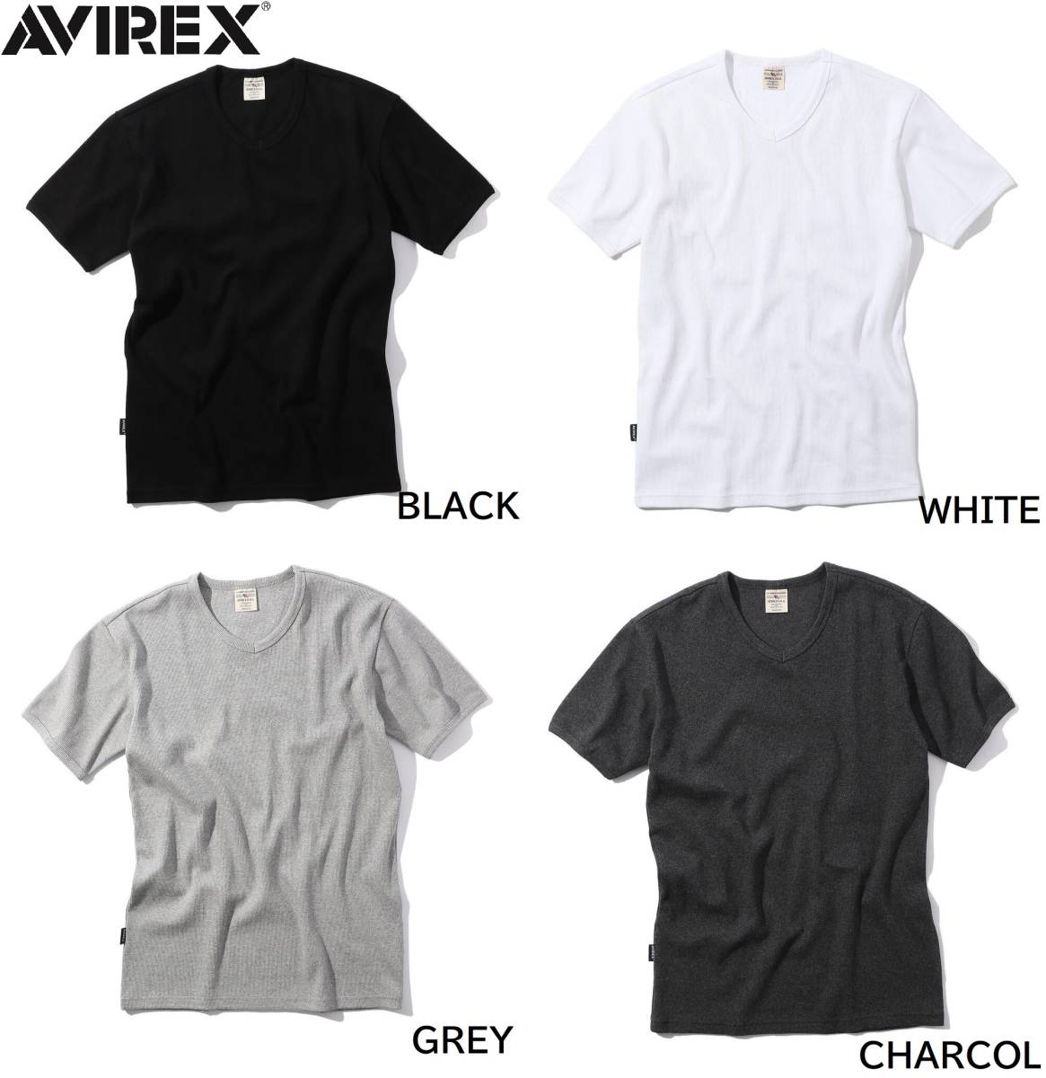 AVIREX 半袖 VネックTシャツ L ホワイト / アヴィレックス WHITE 白 アビレックス 新品 デイリーの画像10