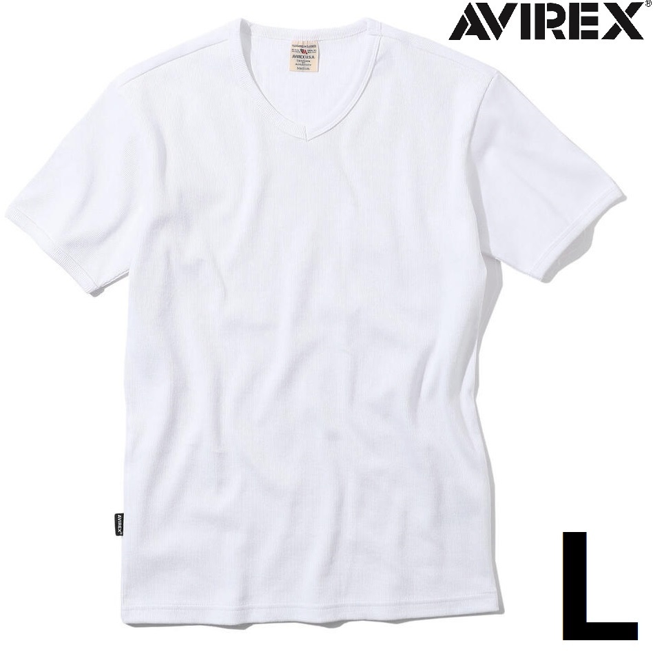 AVIREX 半袖 VネックTシャツ L ホワイト / アヴィレックス WHITE 白 アビレックス 新品 デイリーの画像1