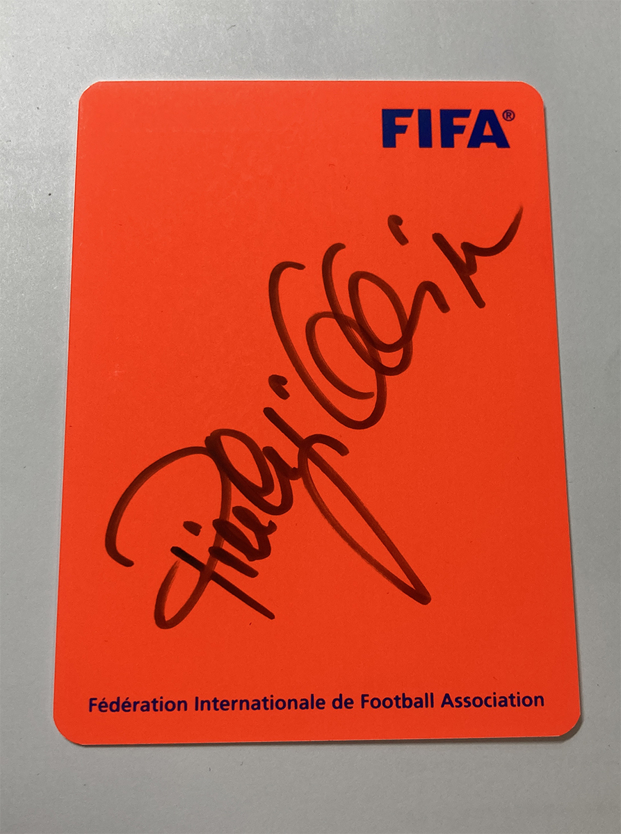 イタリア サッカー セリエA　審判　ピエルルイジ　コッリーナ　サイン　レッドカード　FIFA 　_画像1