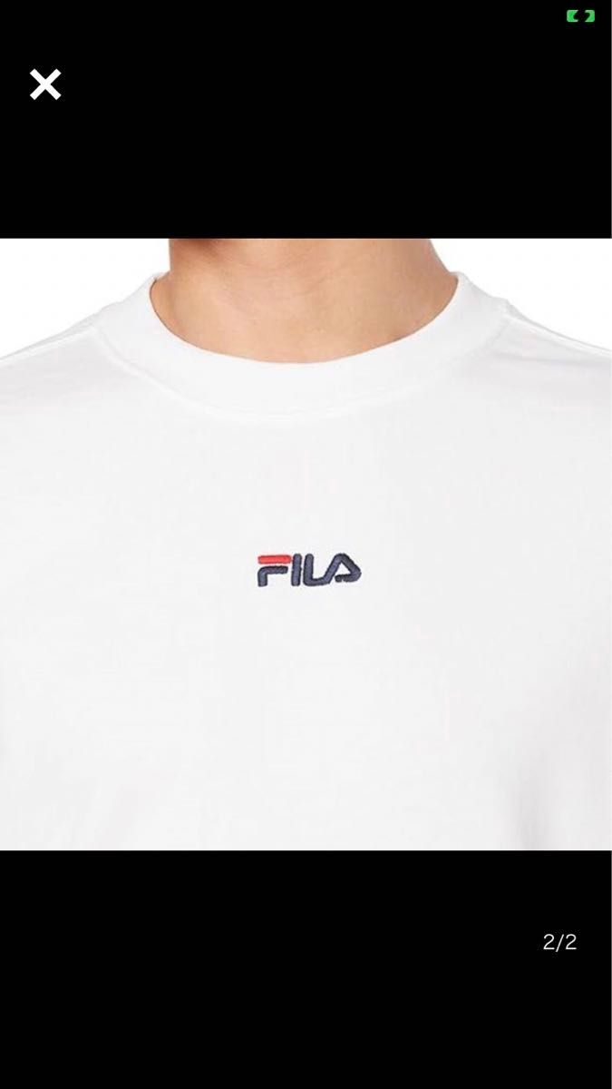 ★FILA 新品 メンズ カジュアル フロントロゴ クルーネック スウェットトレーナー 白 XL [440343G-WT-LL] 