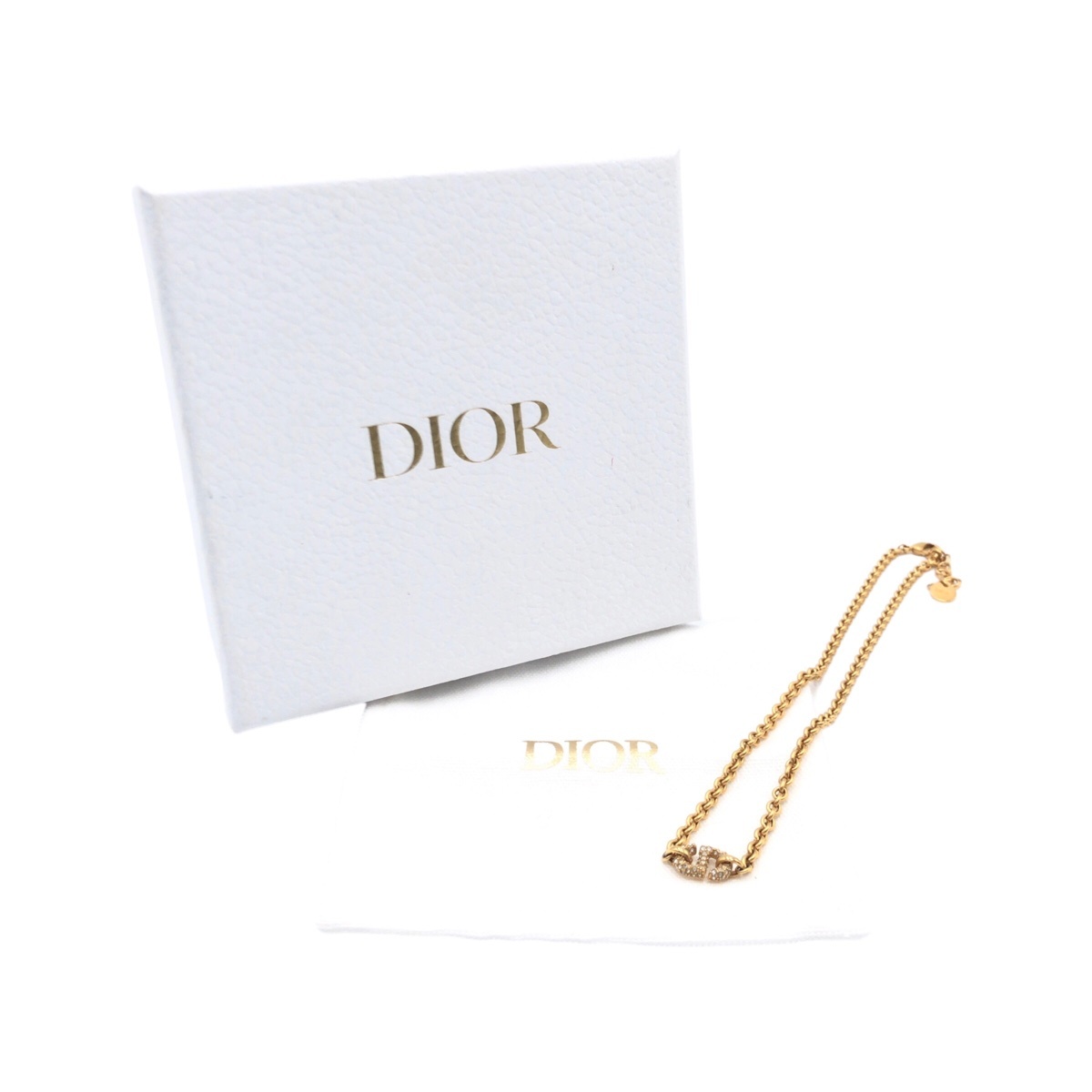 美品 Dior ディオール CD ネイビー ゴールド 金 ラインストーン/GP ネックレス ペンダント レディース 404605_画像6